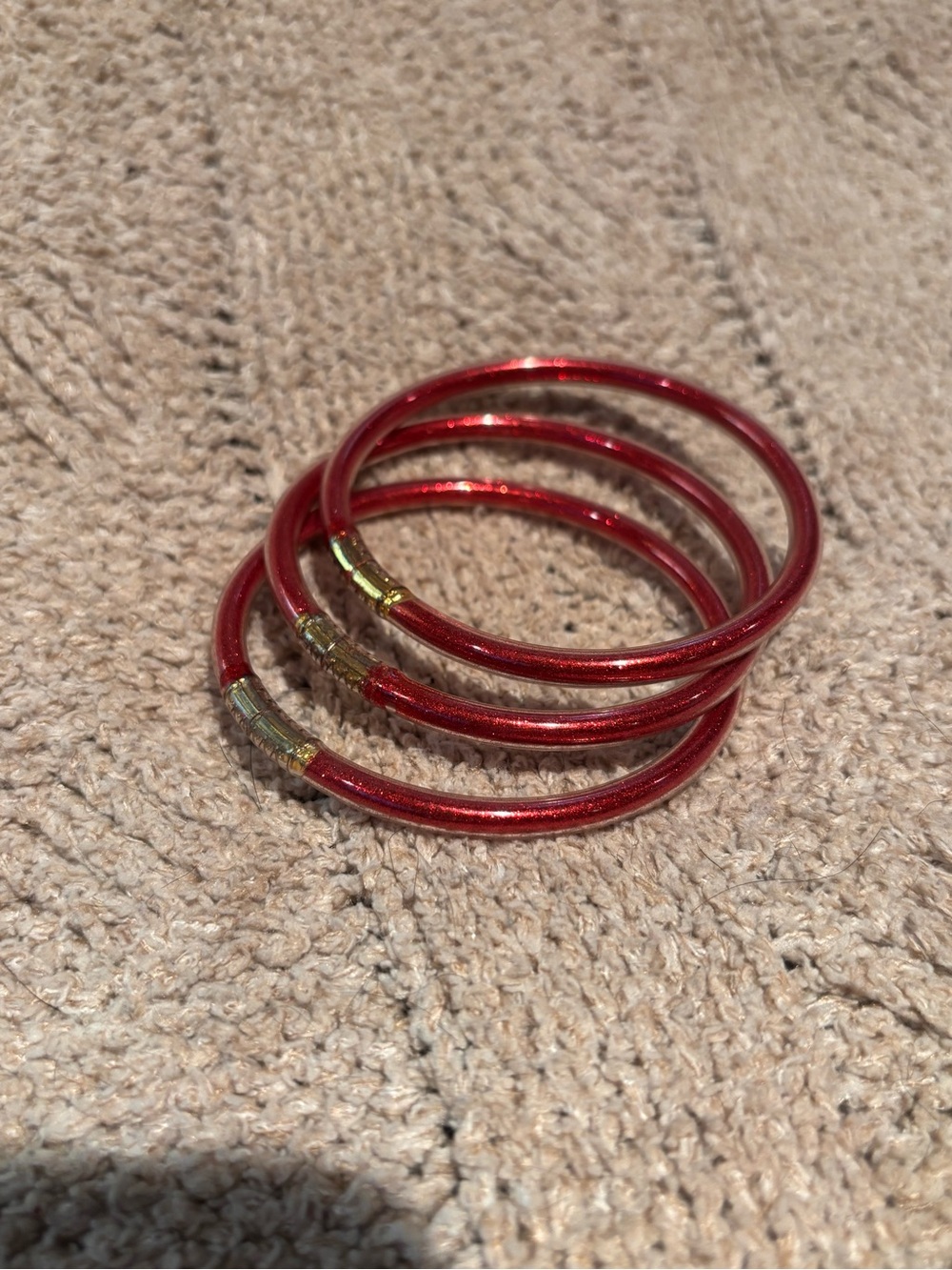 BuDhaGirl Red Glitter All Weather Bangles Set of 3
